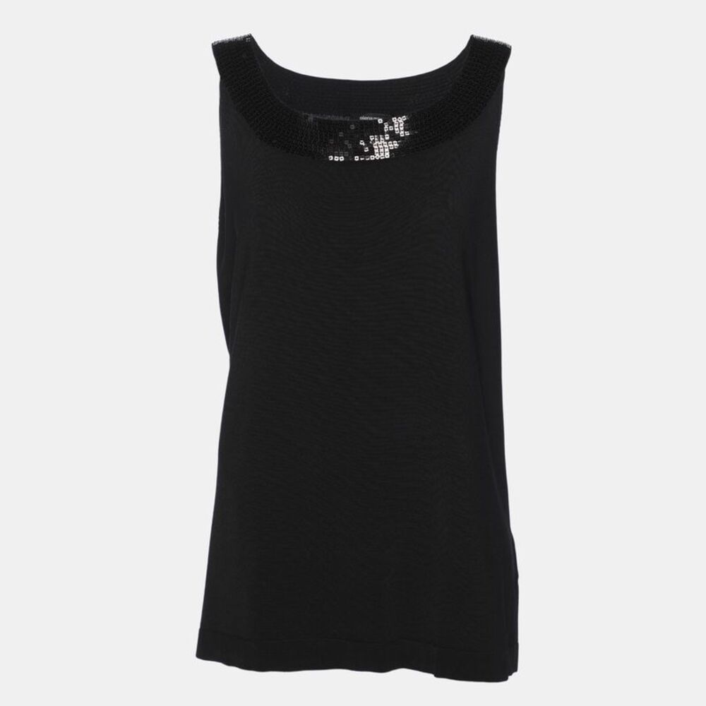 Elena Miro Black Jersey Paillettes Tops Xl